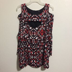 Jete Geometric Aztec Cold Shoulder Keyhole Mod Top